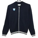 ★特価★【美品】セントアンドリュース ニットジャケット ネイビー×白 裏地付 ウール混 レディース S ゴルフウェア St ANDREWS