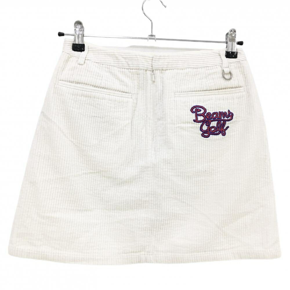 【超美品】ビームスゴルフ コーデュロイスカート 白 複数ポケット 裏地付 レディース M ゴルフウェア BEAMS GOLF