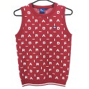 ★特価★【新品】フィドラ ニットベスト レッド×白 ロゴ総柄 ストレッチ 保温 レディース S/P ゴルフウェア FIDRA