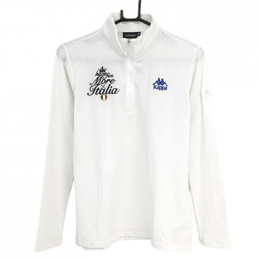 Kappa - 【超美品】カッパ 長袖ハイネックシャツ 白 ハーフジップ ストレッチ 刺しゅう レディース O ゴルフウェア Kappa