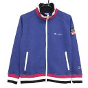 ★特価★【美品】チャンピオン ジャケットブルゾン ブルー×ネイビー 地模様 袖ワッペン レディース M ゴルフウェア Champion