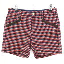 【超美品】マスターバニー ニットショートパンツ レッド×ダークネイビー ウール100% レディース 1(M) ゴルフウェア MASTER BUNNY EDITION