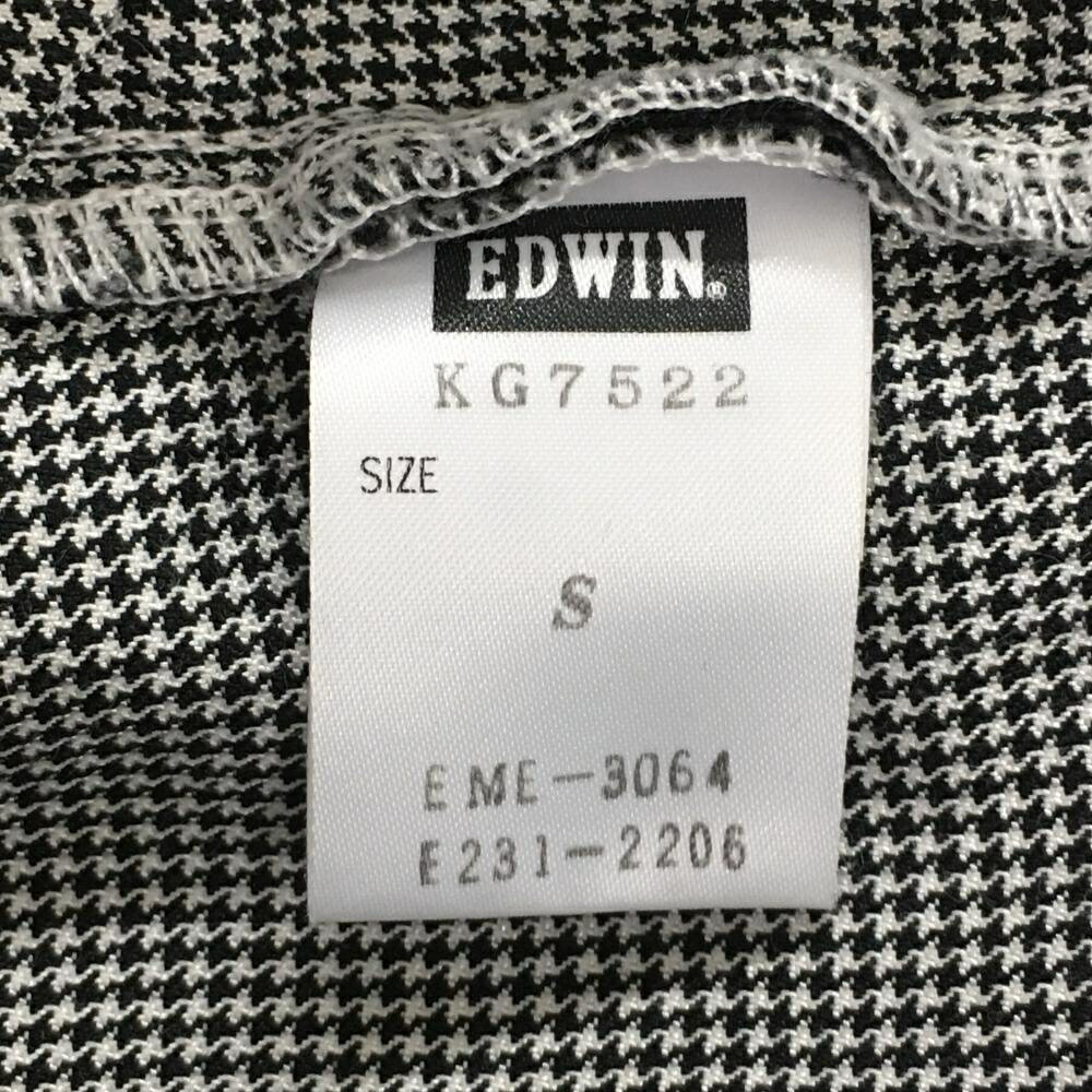 【美品】エドウィンゴルフ パンツ 黒×白 千鳥格子 レディース S ゴルフウェア EDWIN GOLF
