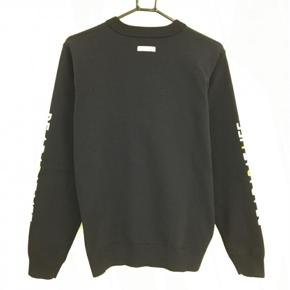 【超美品】アダバット セーター 黒×白 袖ロゴ ニット メンズ 48(L) ゴルフウェア adabat