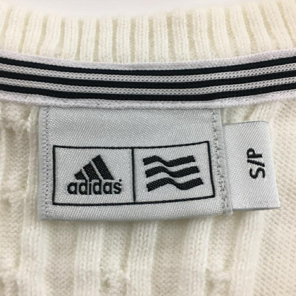 【美品】アディダス ニットベスト 白×黒 Vネック レディース S/P ゴルフウェア adidas