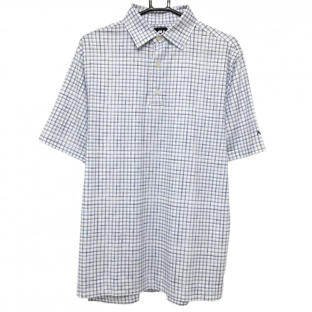 Other - 【美品】フットジョイ 半袖ポロシャツ 白×ライトブルー 格子チェック AVIARA メンズ S ゴルフウェア FootJoy