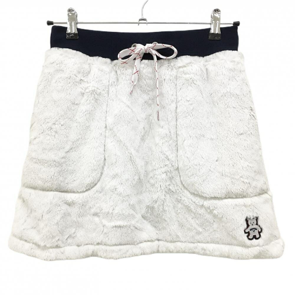 【超美品】キャロウェイ 中綿リバーシブルスカート 白×レッド 総柄 ボア ウエストゴム＆調節紐 レディ..