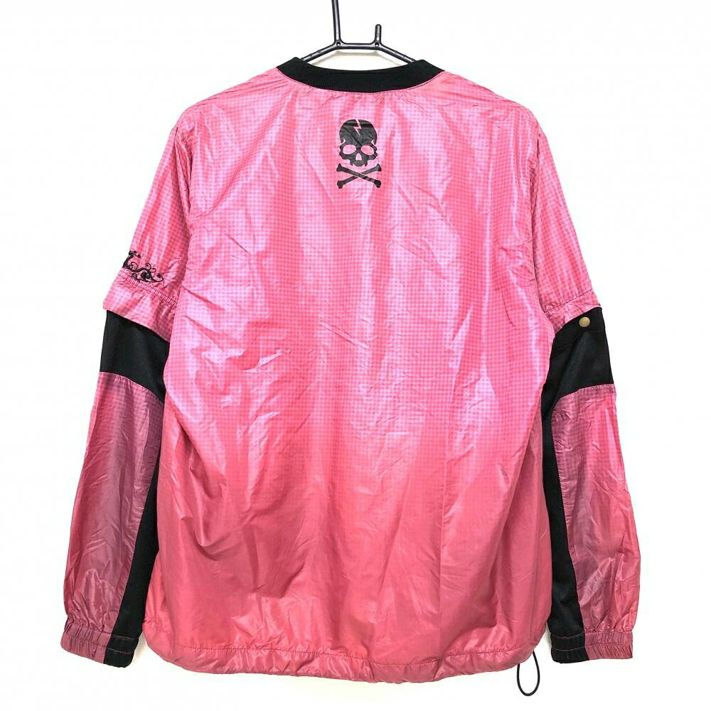 ダンスウィズドラゴン 2WAYスニード ピンク×黒 ギンガムチェック 袖着脱可 身頃メッシュ裏地 メンズ 3(L) ゴルフウェア Dance With Dragon