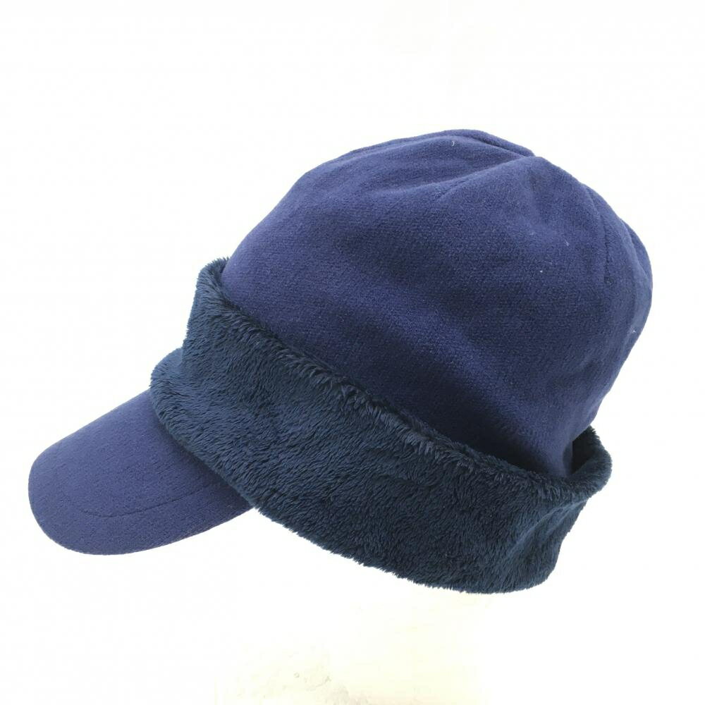 【美品】ダンスウィズドラゴン キャップ ネイビー フリース 折り返し部ボア 99(F) ゴルフウェア Dance With Dragon