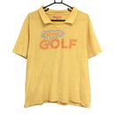 ★特価★【美品】ビームスゴルフ 半袖シャツ オレンジ×グレー パイル地 日本製 フロントプリント メンズ XL ゴルフウェア BEAMS GOLF(4)