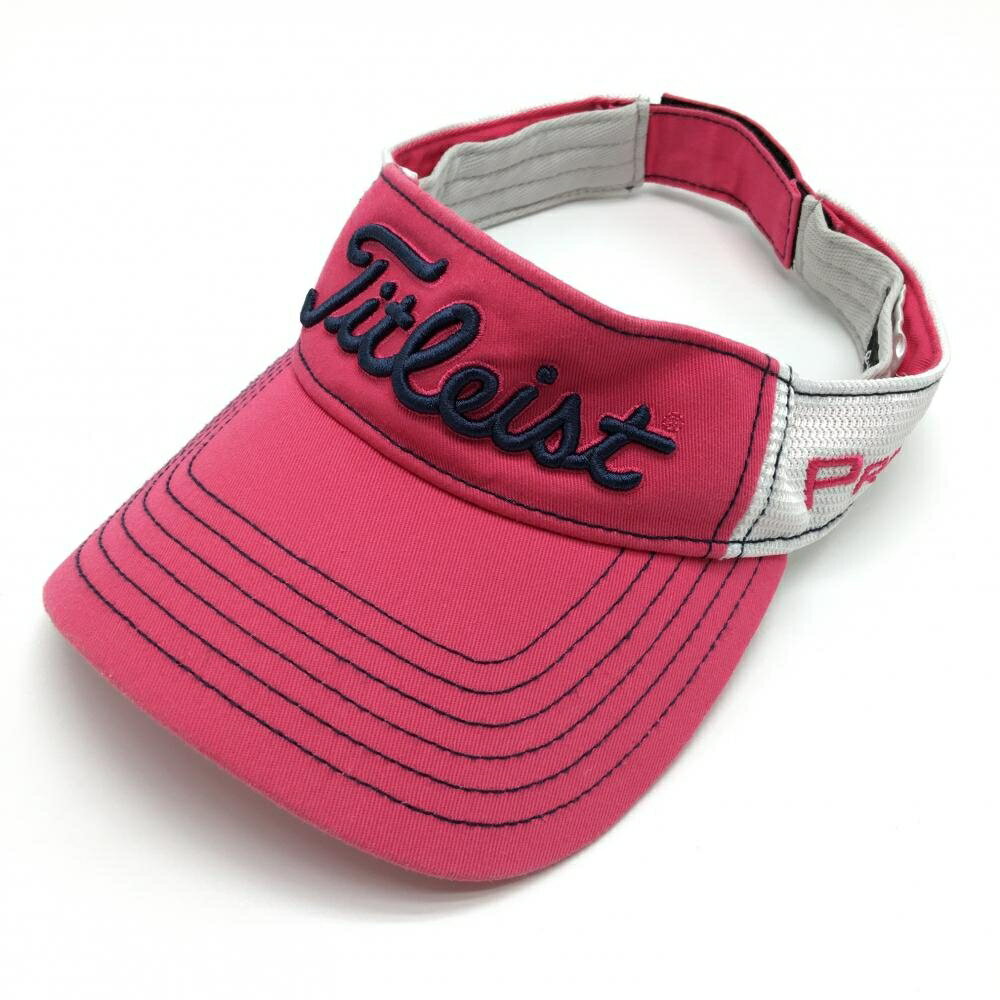【当店ポイント5倍！3月11日(火)1時59分まで！】タイトリスト サンバイザー ピンク×白 ロゴ刺しゅう ゴルフウェア TITLEIST