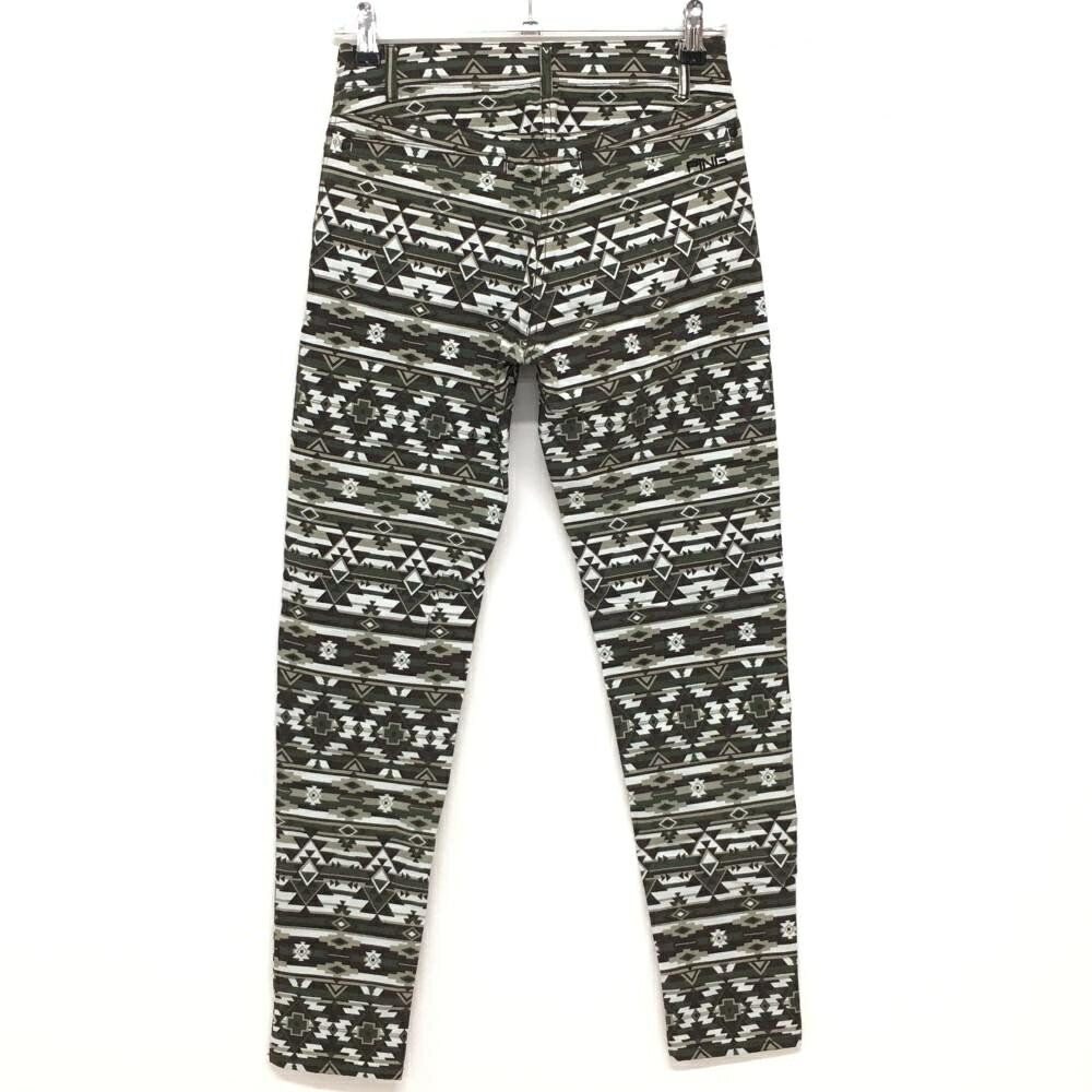 【超美品】ピン ストレッチパンツ ダークブラウン×ダークグリーン 総柄 レディース SS ゴルフウェア PING