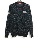 ★特価★【美品】ビームスゴルフ セーター 黒×白 総柄 ロゴ ニット メンズ M ゴルフウェア BEAMS GOLF