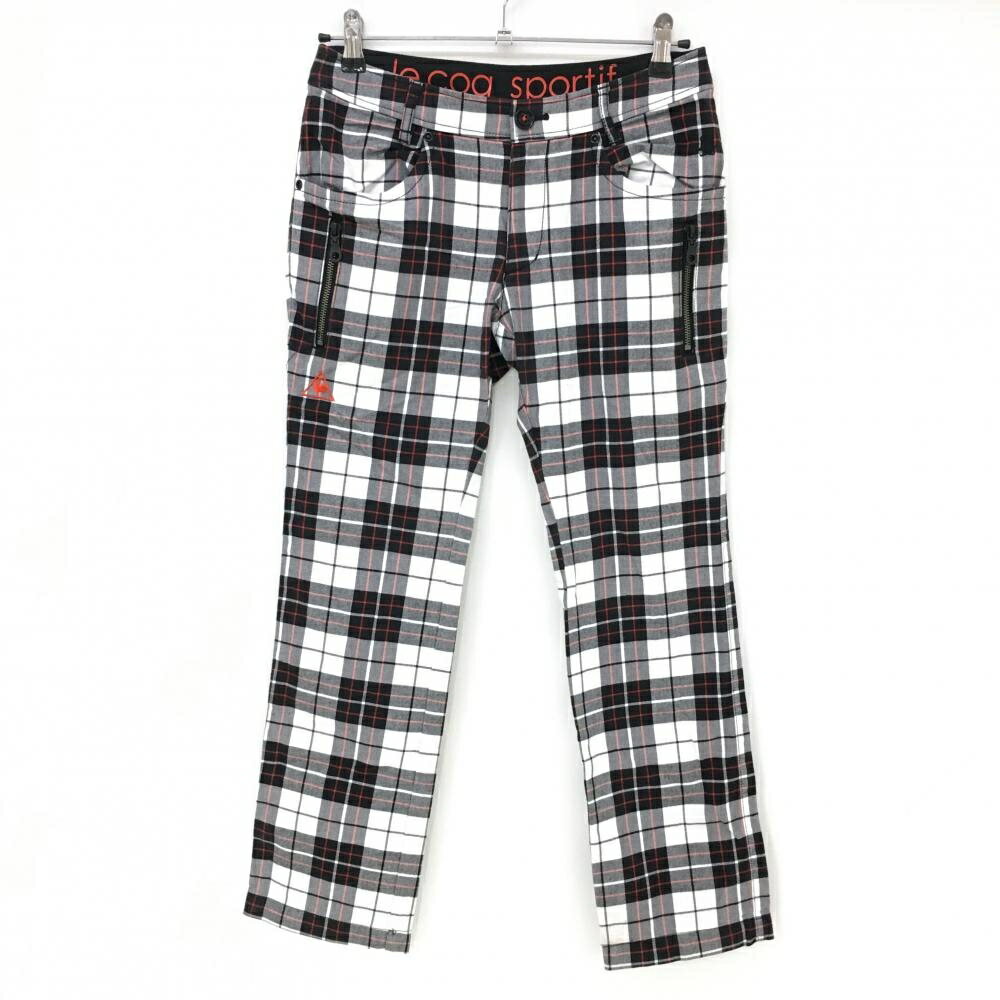 ルコック パンツ 白×黒 チェック レディース 9 ゴルフウェア le coq sportif