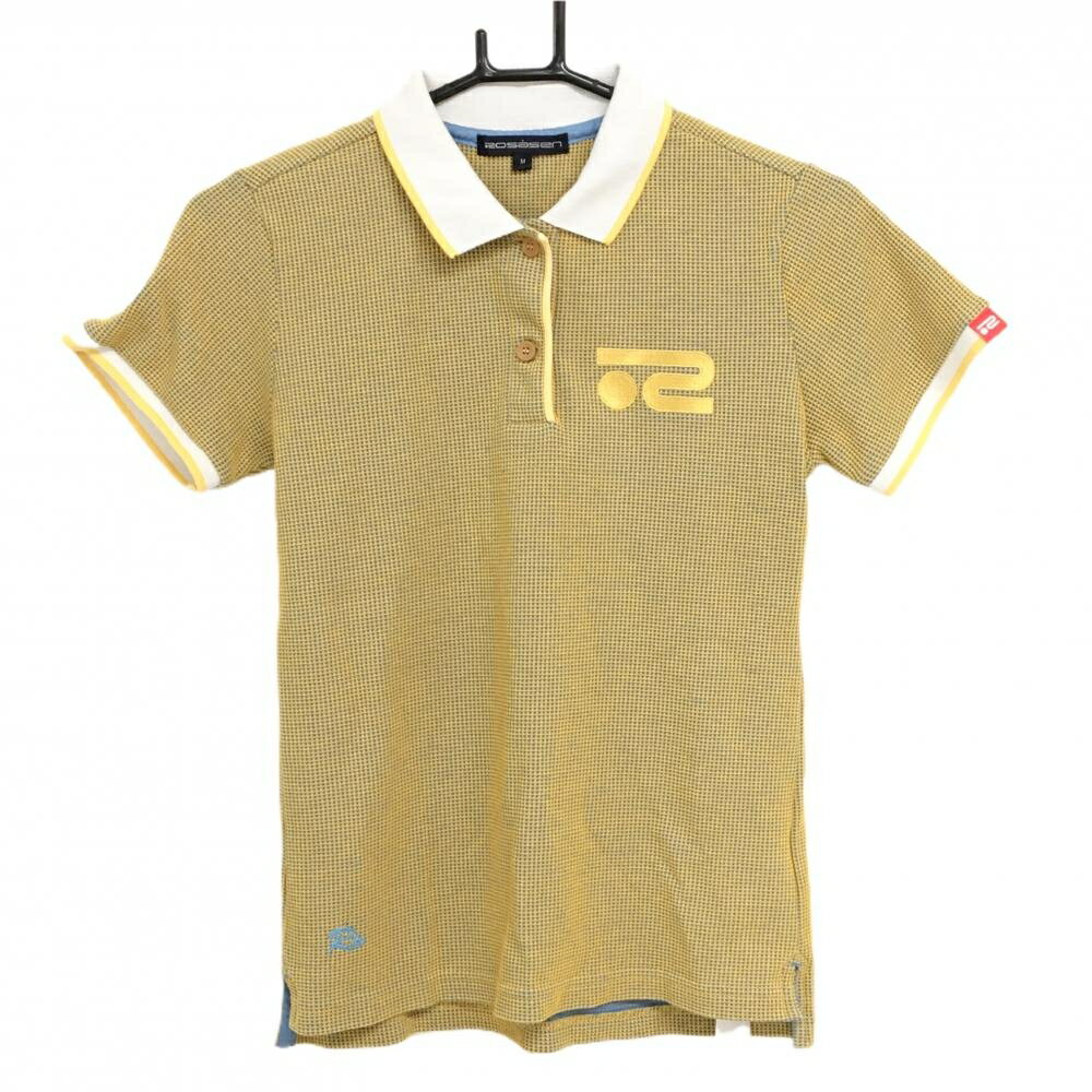 【超美品】ロサーセン 半袖ポロシャツ イエロー×ライトブルー 織生地 ロゴ刺しゅう...