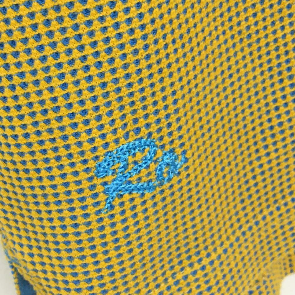 【超美品】ロサーセン 半袖ポロシャツ イエロー×ライトブルー 織生地 ロゴ刺しゅう...