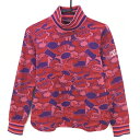 ダンスウィズドラゴン 長袖ハイネックシャツ レッド×パープル 総柄 スカル レディース 2(M) ゴルフウェア Dance With Dragon