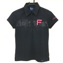 ★特価★【超美品】フィドラ 半袖ポロシャツ 黒×ピンク フロント刺しゅう レディース M ゴルフウェア FIDRA