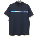 ★特価★【超美品】ニューバランスゴルフ 半袖ハイネックシャツ ネイビー 胸元プリントライン メンズ 6(XL) ゴルフウェア New Balance(4)
