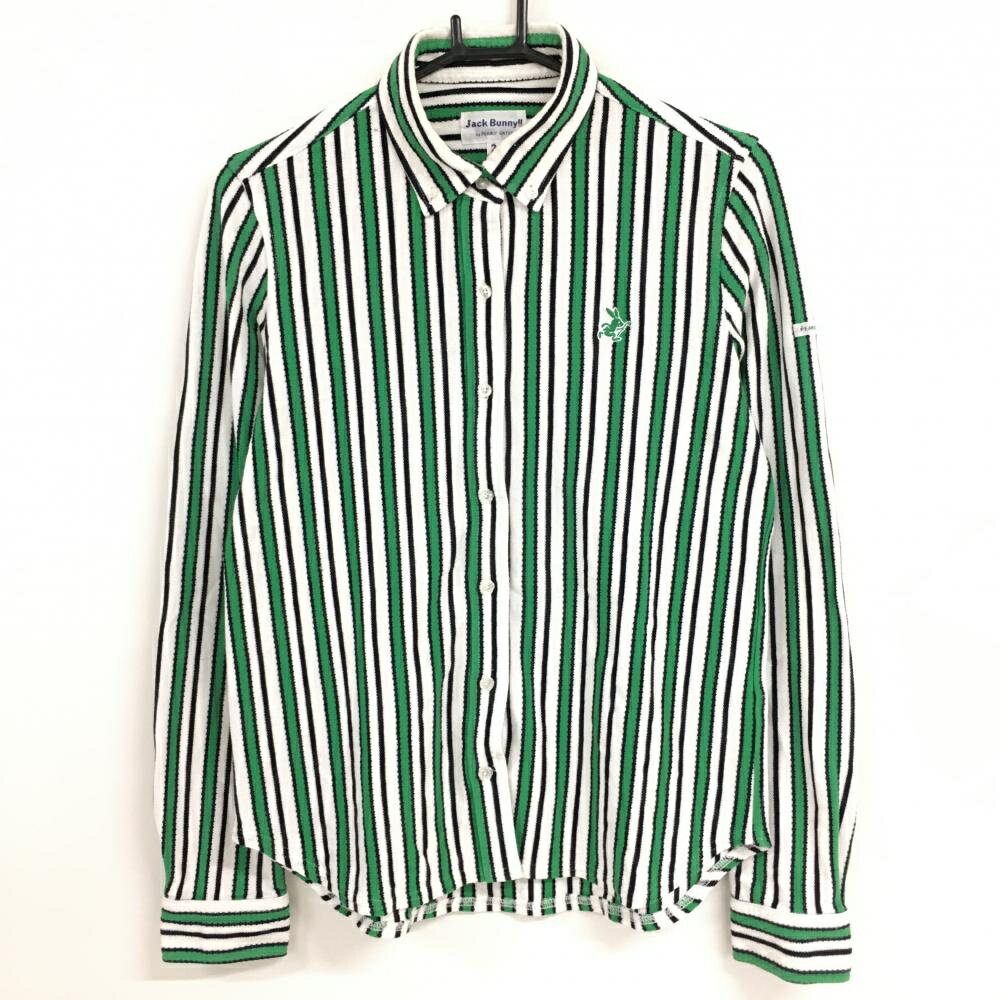 商品説明 ブランド Jack Bunny アイテム 長袖シャツ 表記サイズ 2 ※海外サイズの場合もございます。必ず実寸サイズをご確認ください。 実寸サイズ 　身幅：約50.5cm　袖丈：約63.5cm　肩幅：約40cm　着丈：約66cm ※実寸サイズの採寸方法については、こちらをご覧ください。 ★実寸サイズは平台に平置きして外寸を測定しており、商品によっては若干の誤差が生じます。数cmの誤差は予めご了承くださいませ。 特徴・仕様 付属品 商品ランク B コメント 襟汚れ 商品ランク（ゴルフウェア） N 新品（タグ付き) S 新品未使用品（タグなし） A+ 使用感や汚れ等がない、または目立たない綺麗な中古品 A 使用感や汚れ等が少ない美品や良品 B+ 使用感や中小の汚れ等がある一般的な中古品 B 使用感や大中の汚れ等がある一般的な中古品 C 使用感や大中の汚れ、小さな穴等がある中古品 商品ランク（ゴルフシューズ） N 新品（タグ付き) S 新品未使用品（タグなし） A+ しわや汚れ等がない、または少ない綺麗な中古品 A しわや小さな汚れはあるが、使用感が少ない美品や良品 B+ しわや中小の汚れ、使用感がある一般的な中古品 B しわや大中の汚れ、使用感がある一般的な中古品 C しわや大中の汚れ、使用感がある中古品 D しわや大きな汚れ、使用感がある中古品 &nbsp;★A+～CランクはUSED品となりますので、神経質な方はご入札をお控えください。 &nbsp;★Nランクは新品商品ですが、一部保管時による汚れ等があります。商品説明や写真で必ずご確認ください。　