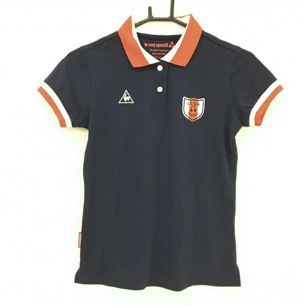 Le Coq - 【美品】ルコック 半袖ポロシャツ ネイビー×レッド ロゴ刺しゅう レディース S ゴルフウェア le coq sportif