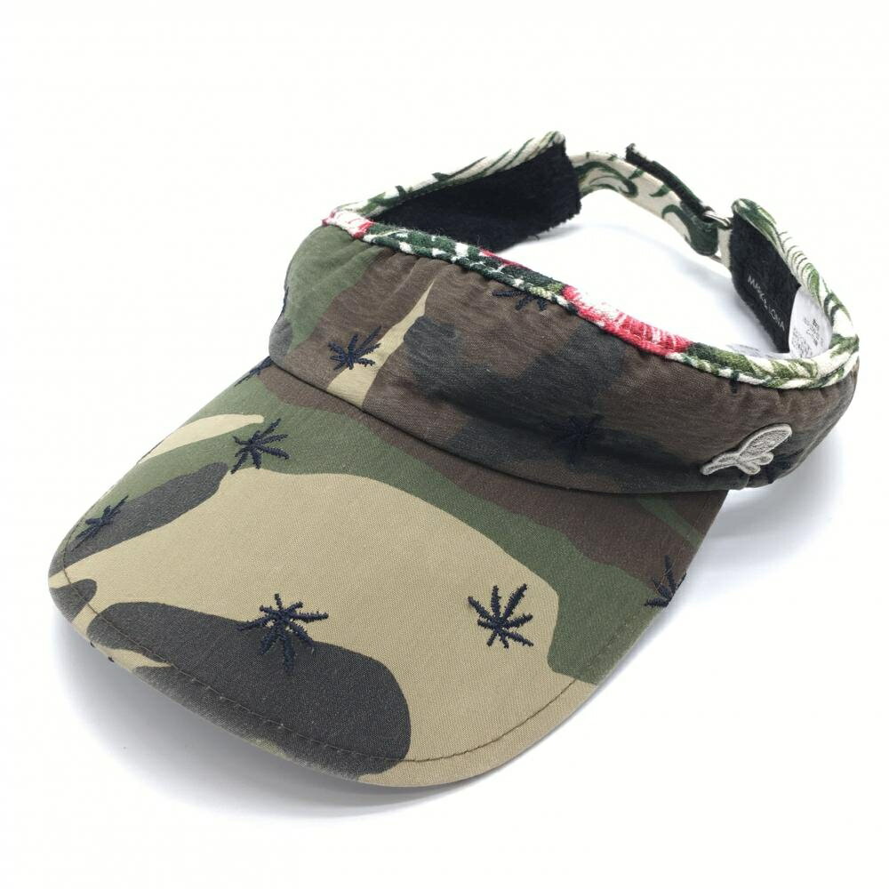 【当店ポイント5倍！3月11日(火)1時59分まで！】マークアンドロナ サンバイザー ブラウン×カーキ カモフラ 迷彩 M ゴルフウェア MARK＆LONA