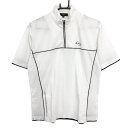 ★特価★【美品】23区スポーツ 半袖ハイネックシャツ 白×黒 パイピングライン サイドメッシュ ハーフジップ メンズ 3(XL) ゴルフウェア 23区