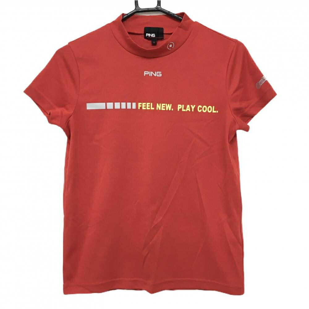 ピン半袖ハイネックシャツレッドCO...