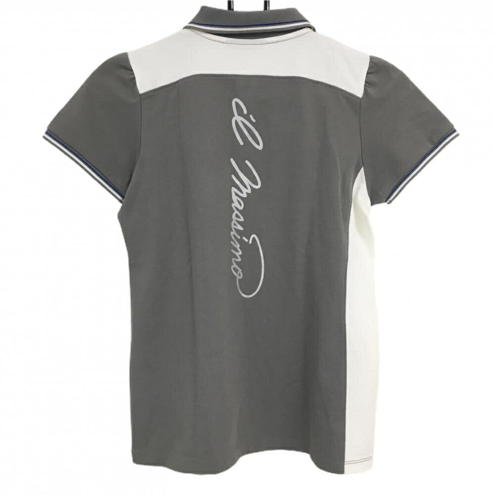 カッパ 半袖ポロシャツ ライトグレー×白 襟・袖ライン レディース M ゴルフウェア Kappa