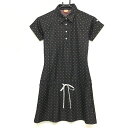 ★特価★【超美品】プーマ 半袖ポロワンピース 黒×ピンク ドット ロゴ刺しゅう レディース M ゴルフウェア PUMA