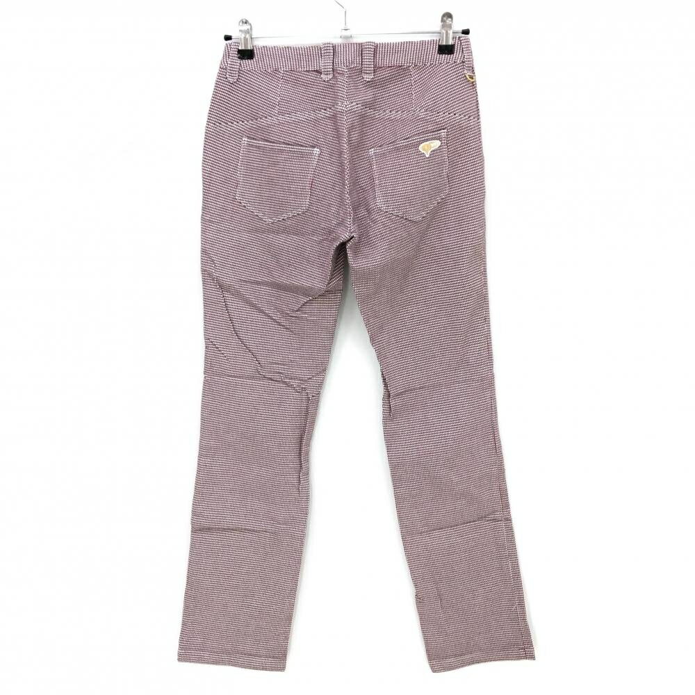 ビームスゴルフ パンツ レッド×黒 総柄織生地 ストレッチ レディース M ゴルフウェア BEAMS GOLF