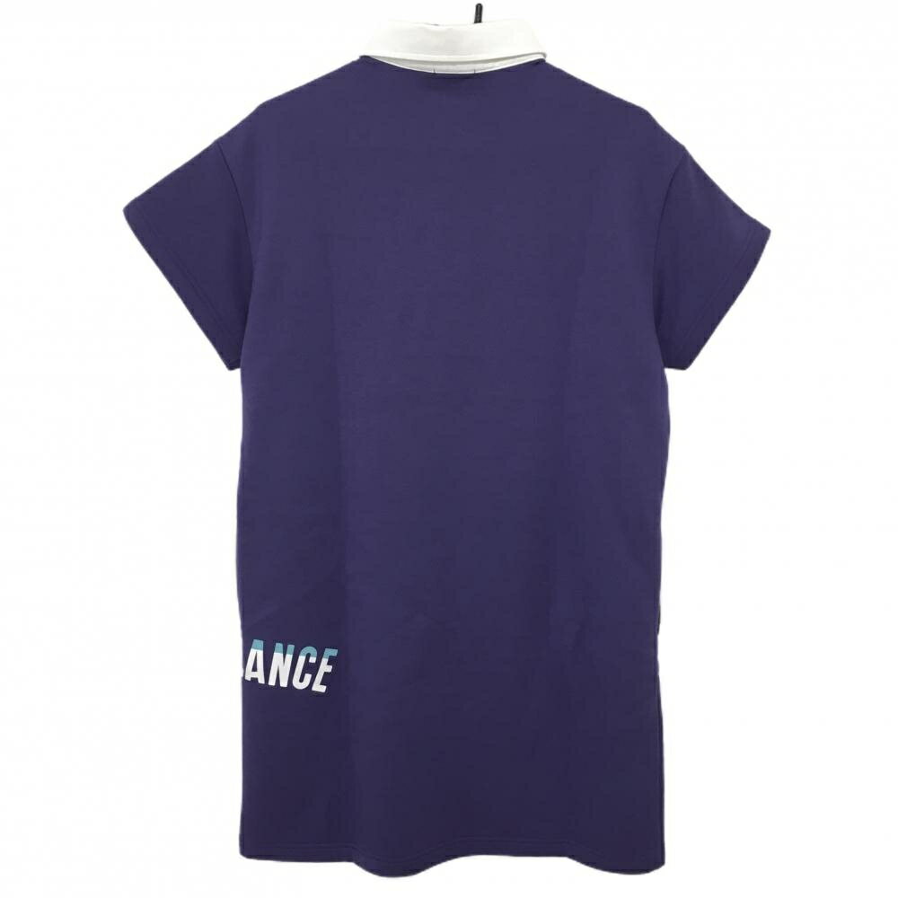 ニューバランスゴルフ 半袖ワンピース パープル×ネイビー 裏起毛 ロゴワッペン レディース 2(L) ゴルフウェア New Balance