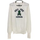★特価★【美品】マークアンドロナ セーター 白×グリーン スカル コットン100% ニット Vネック メンズ XL ゴルフウェア MARK&LONA