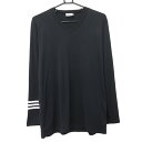 ★特価★【美品】アディダス 長袖Tシャツ ネイビー Vネック 袖3ライン メンズ O/XG ゴルフウェア adidas