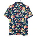 ★特価★【美品】アディダス 半袖シャツ ダークネイビー×マルチカラー 花柄 ロゴ刺しゅう メンズ M/M ゴルフウェア adidas(4)