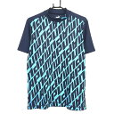 【当店ポイント5倍!6/4 20:00〜6/11 1:59まで】★特価★【超美品】プーマ 半袖ハイネックシャツ ネイビー×ライトブルー 前面総柄 ネックロゴ メンズ M ゴルフウェア PUMA(4)