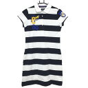 ★特価★パーリーゲイツ 半袖ポロワンピース 白×ダークネイビー ボーダー 袖ワッペン レディース 0(S) ゴルフウェア PEARLY GATES