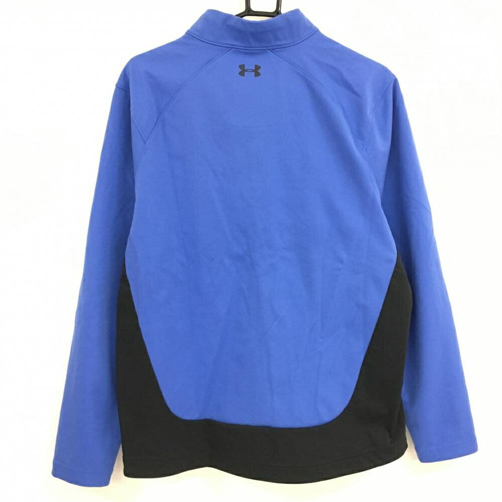 【美品】アンダーアーマー ジャケットブルゾン ブルー×黒 フロントプリント メンズ LG/G/G ゴルフウェア UNDER ARMOUR