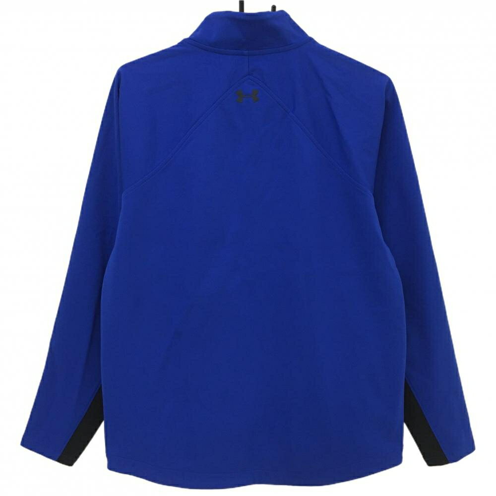 【超美品】アンダーアーマー ジャケットブルゾン ブルー×黒 胸元ロゴ メンズ MD/M/M ゴルフウェア UNDER ARMOUR