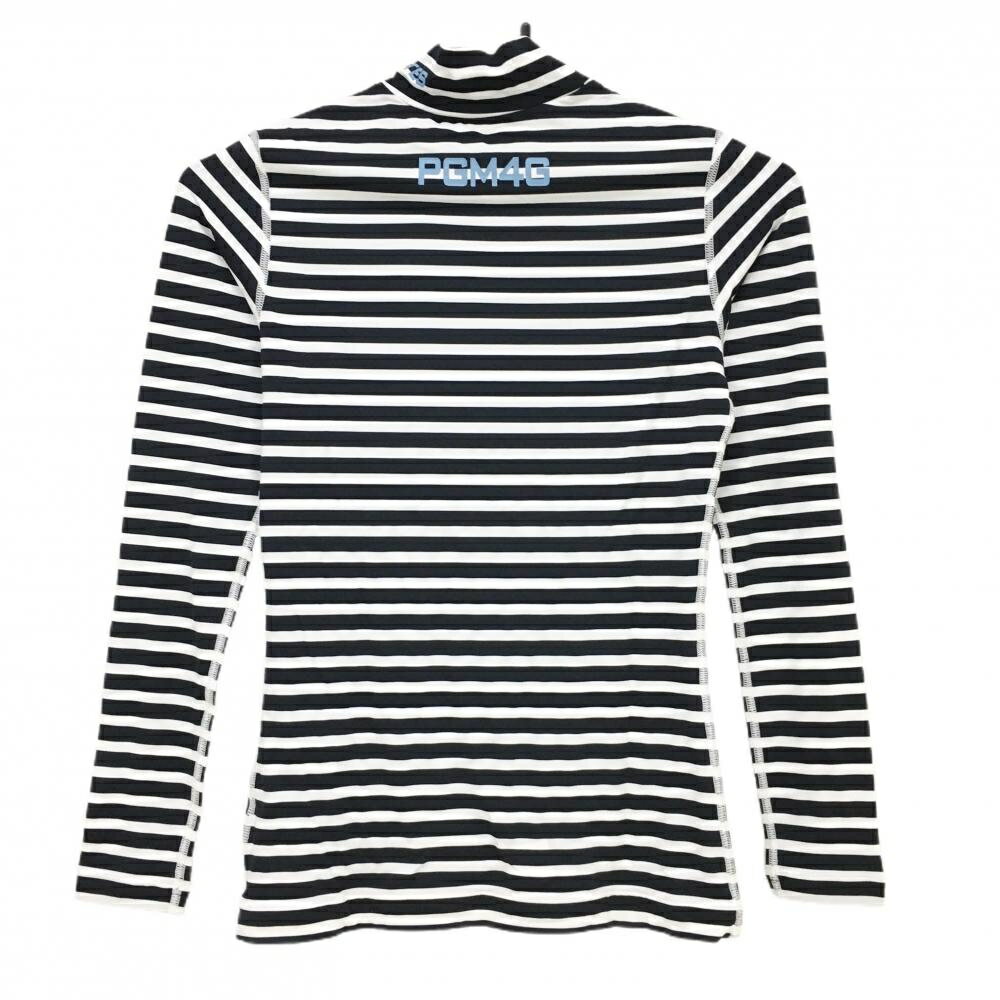 【美品】パーリーゲイツ ハイネックインナーシャツ ダークネイビー×白 ボーダー ATHL レディース 0(S) ゴルフウェア PEARLY GATES