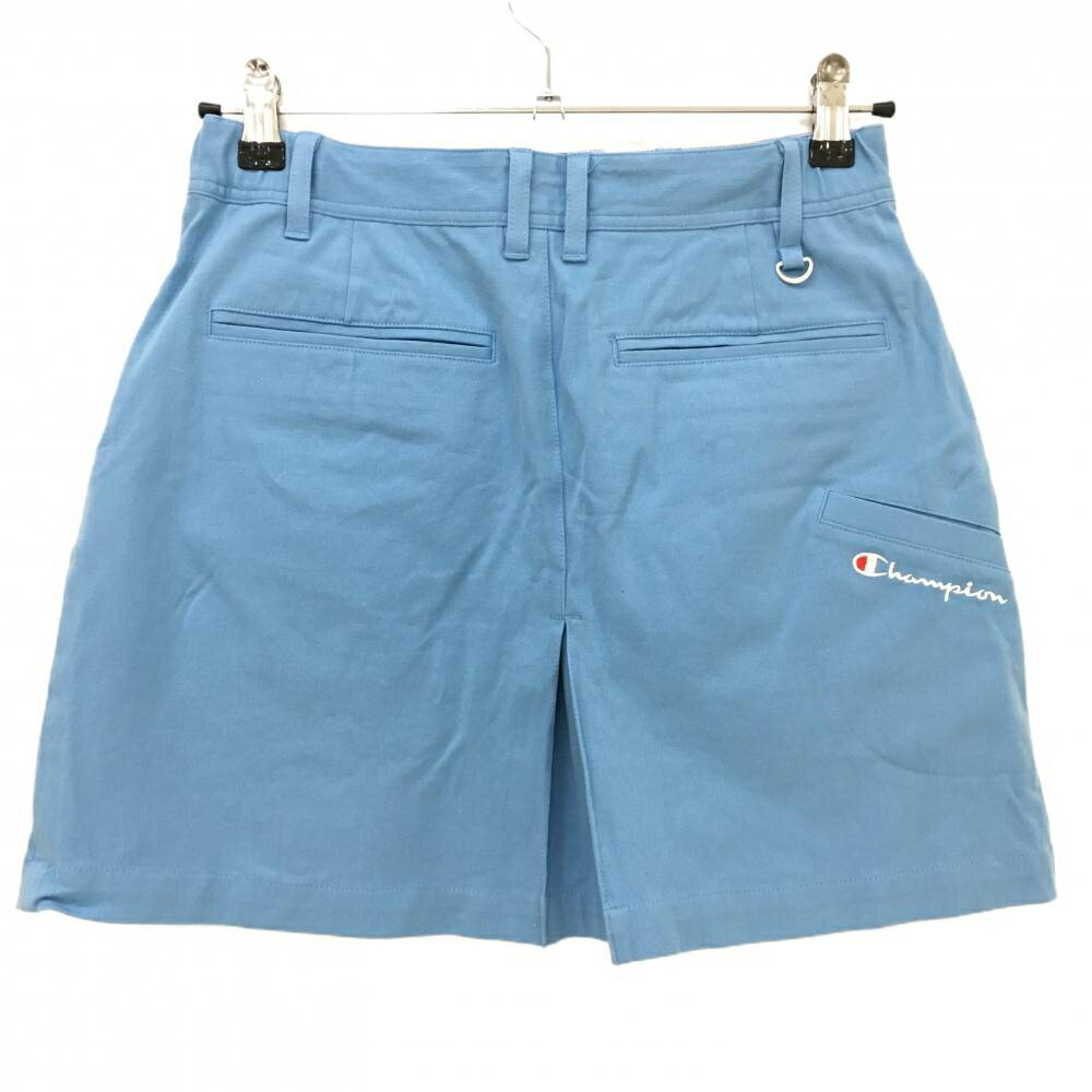 【超美品】チャンピオン スカート ライトブルー ワッペン バックロゴ刺しゅう レディース M ゴルフウェア Champion