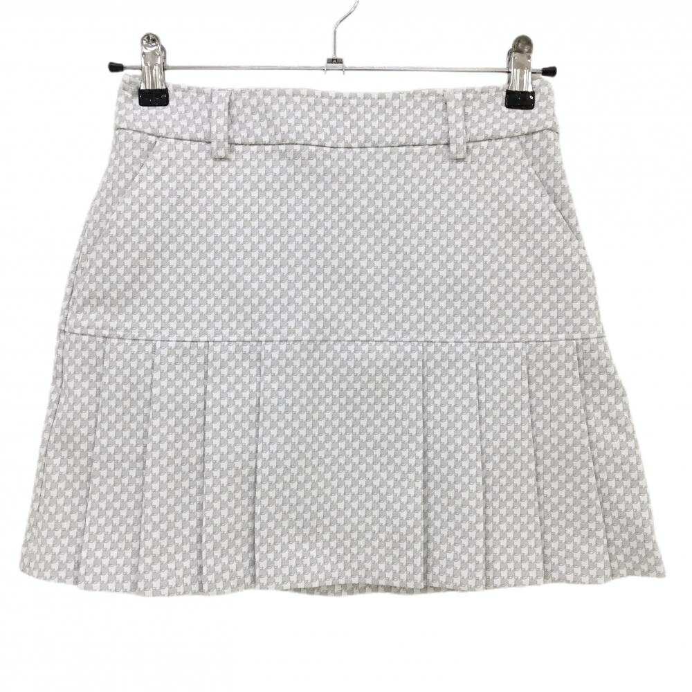 【当店ポイント5倍！3月11日(火)1時59分まで！】【超美品】キャロウェイ スカート ライトグレー×白 総柄 裾プリーツ レディース SS ゴルフウェア Callaway