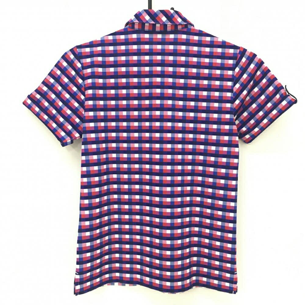 カッパ 半袖ポロシャツ ネイビー×ピンク チェック ボタンダウン レディース M ゴルフウェア Kappa