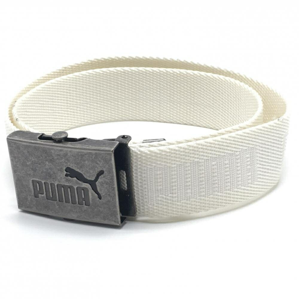 【美品】プーマ ガチャベルト 白 ロゴ総柄 レディース ゴルフウェア PUMA