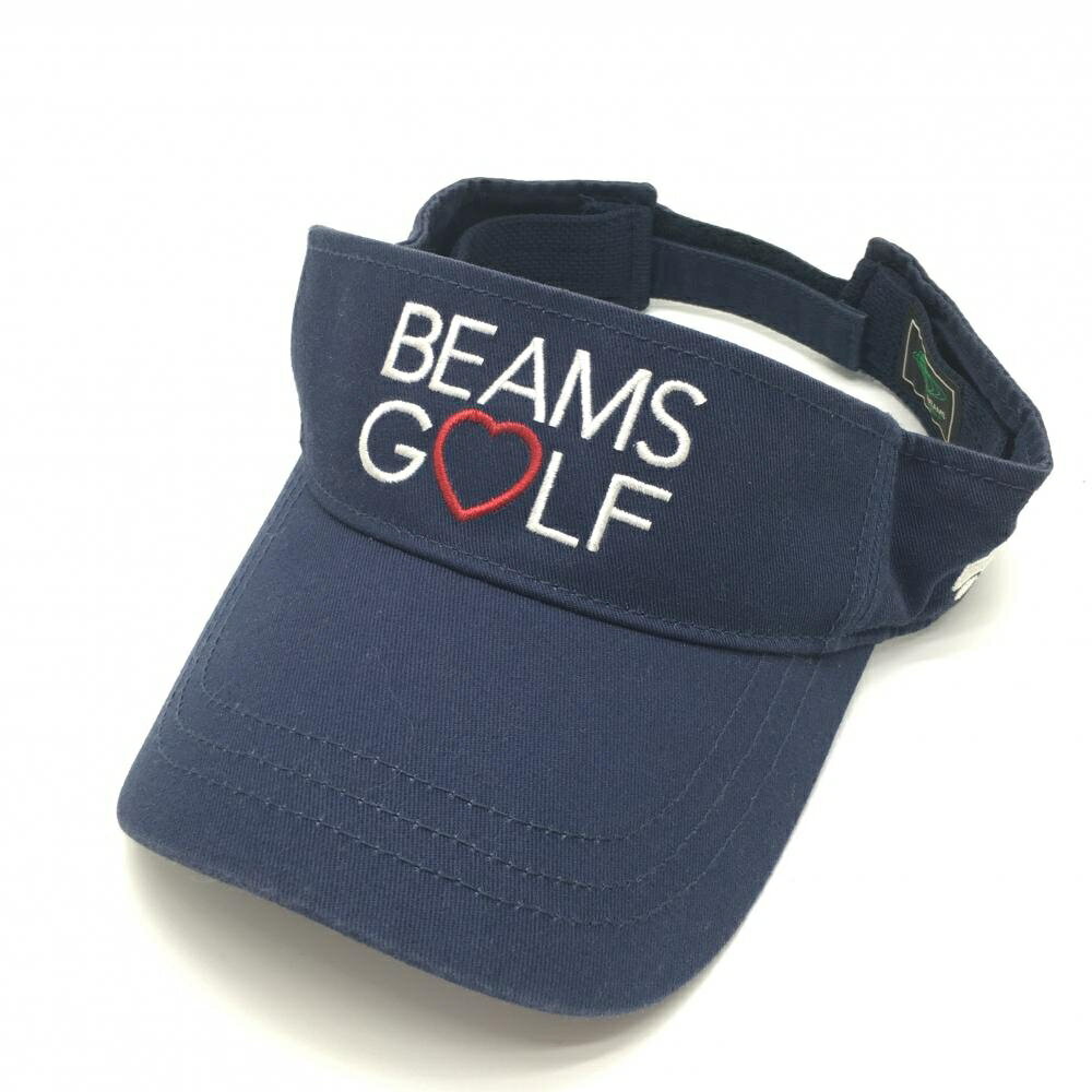 ★特価★ビームスゴルフ サンバイザー ネイビー×白 綿100％ ロゴ刺しゅう レディース 56cm-58cm ゴルフウェア BEAMS GOLF