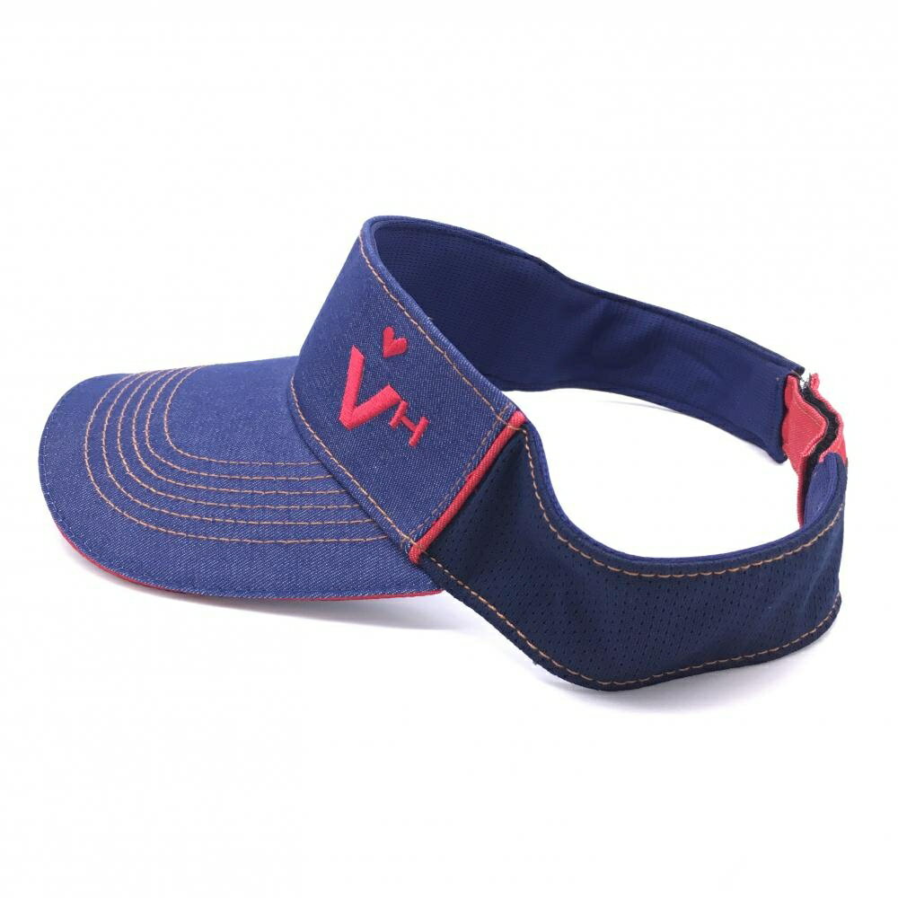 【超美品】ビバハート サンバイザー ネイビー×レッド ロゴ刺しゅう ステッチ ゴルフウェア VIVA HEART