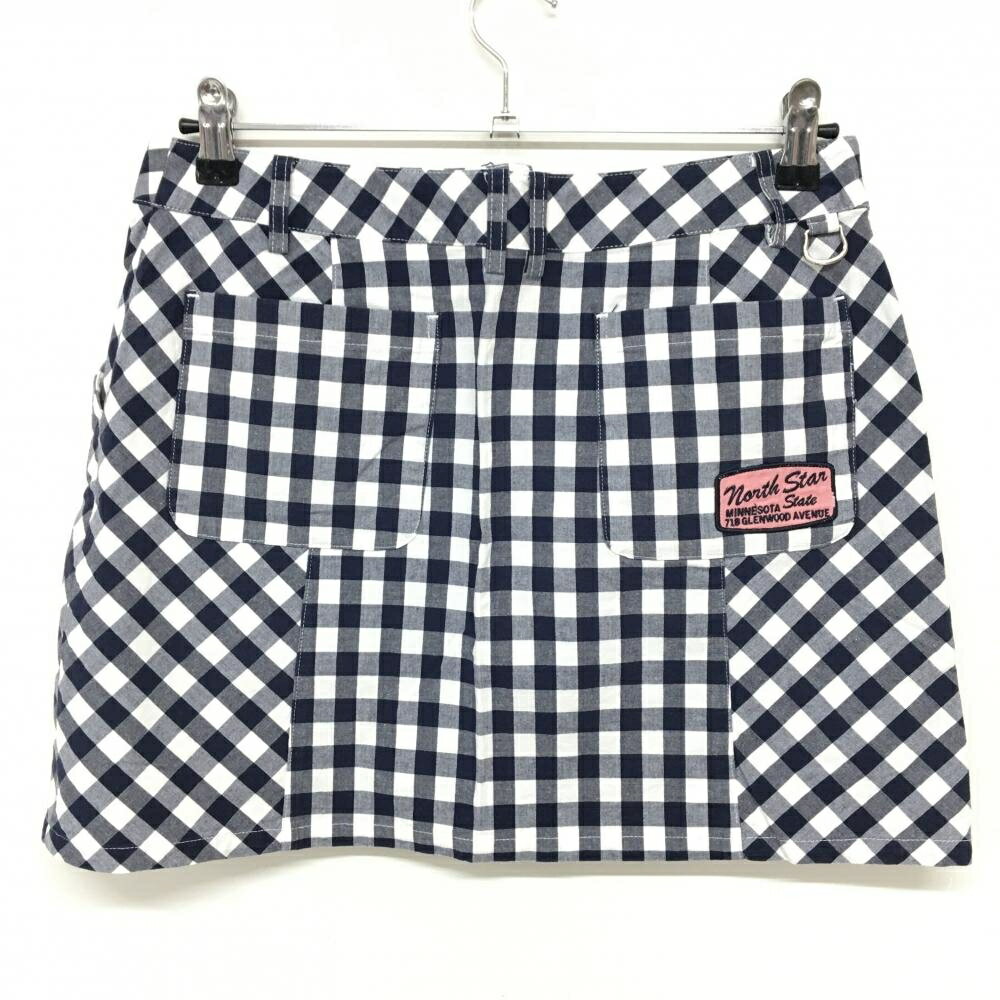 マンシングウェア スカート ネイビー×白 ギンガムチェック ストレッチ レディース 11 ゴルフウェア Munsingwear