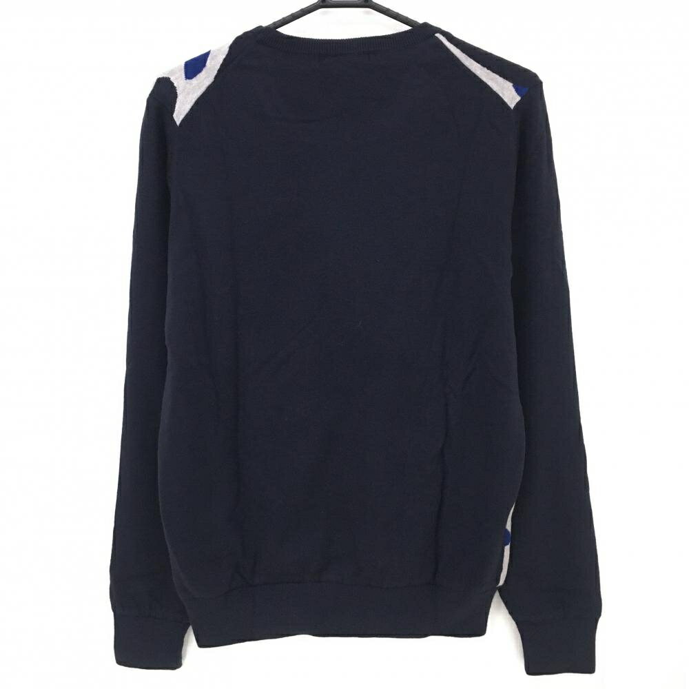 【新品】ロサーセン セーター ダークネイビー×ブルー 前身頃迷彩 カモフラ ニット ダイナホット 裏地付 メンズ M ゴルフウェア Rosasen