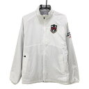 ★特価★フィラゴルフ ジャケット 白×ネイビー 織生地 ロゴワッペン 裾ドローコード メンズ L ゴルフウェア FILA GOLF