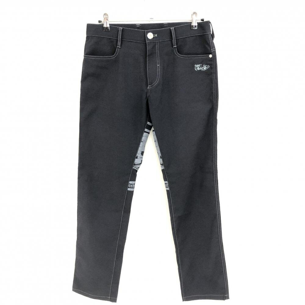 ダンスウィズドラゴン パンツ ダークグレー 織生地 スカルプリント メンズ 2(M) ゴルフウェア Dance Wi..